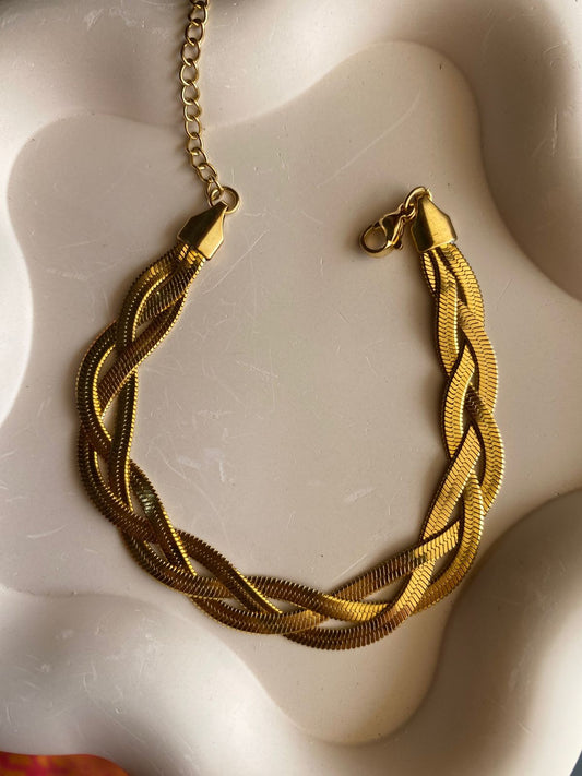 Twisted Snake Chain Gold Bracelet