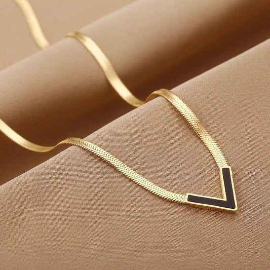 Gold V necklace